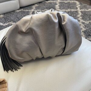 Elegant Gray Clutch with Black Tassel